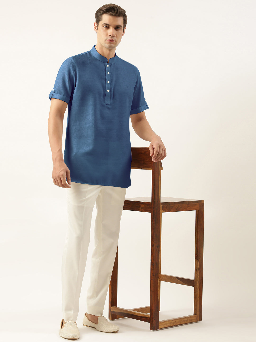 Denim Blue Cotton Short Kurta Set