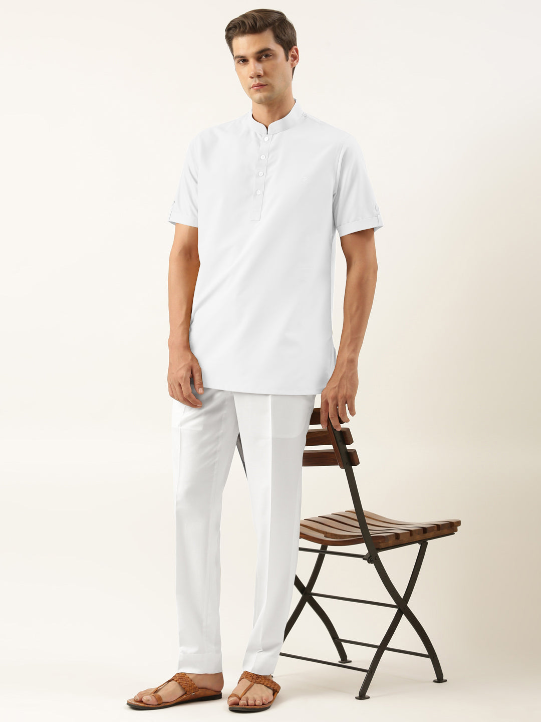 White Cotton Short Kurta Set