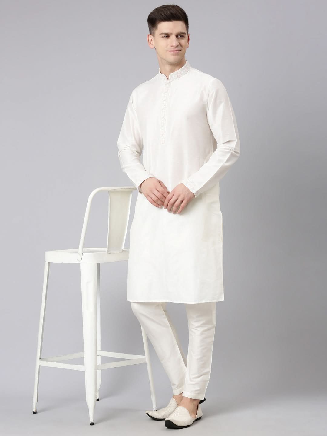 Cream Dori Embroidery Kurta