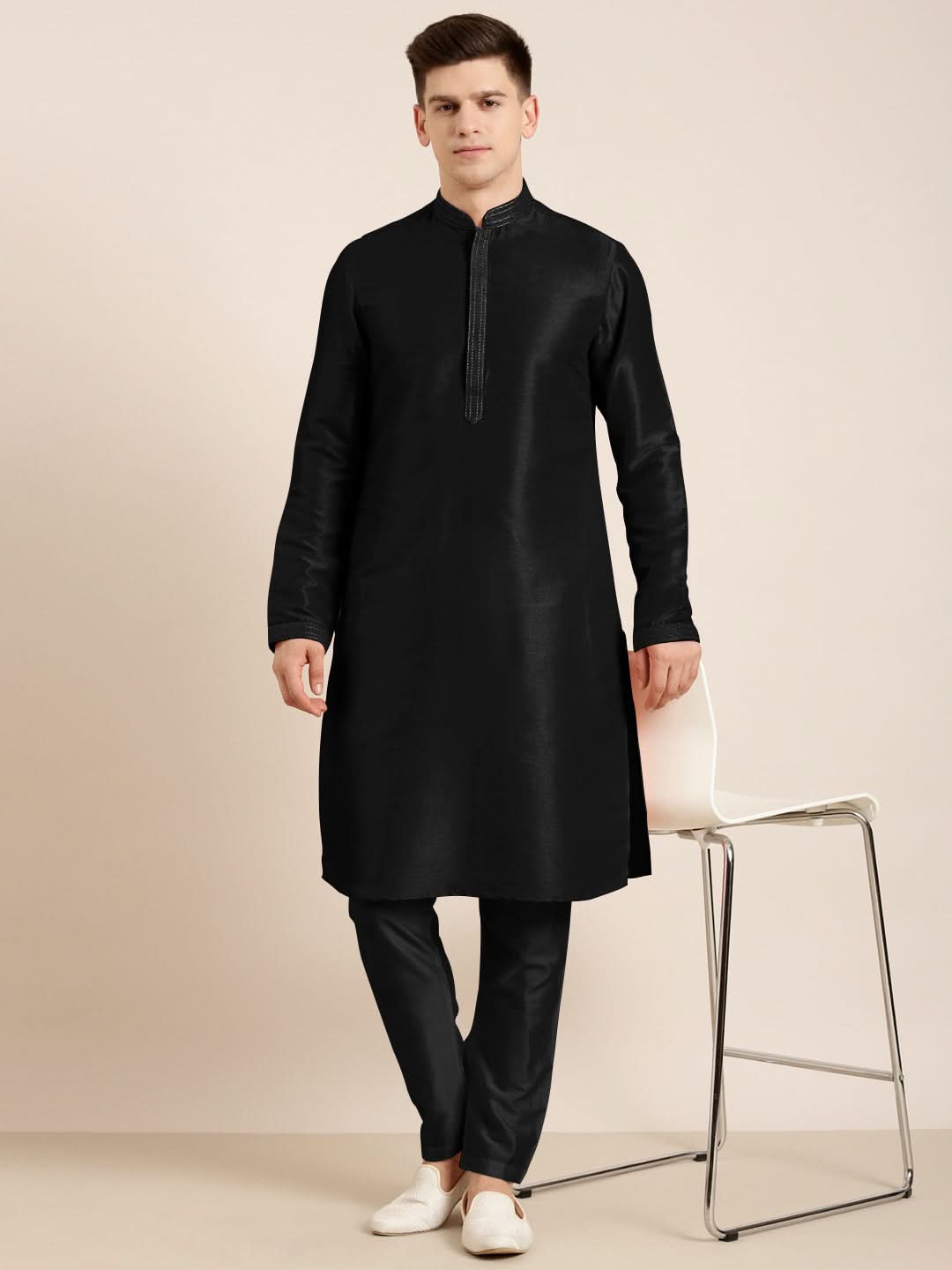 Black Embroidered Kurta Set