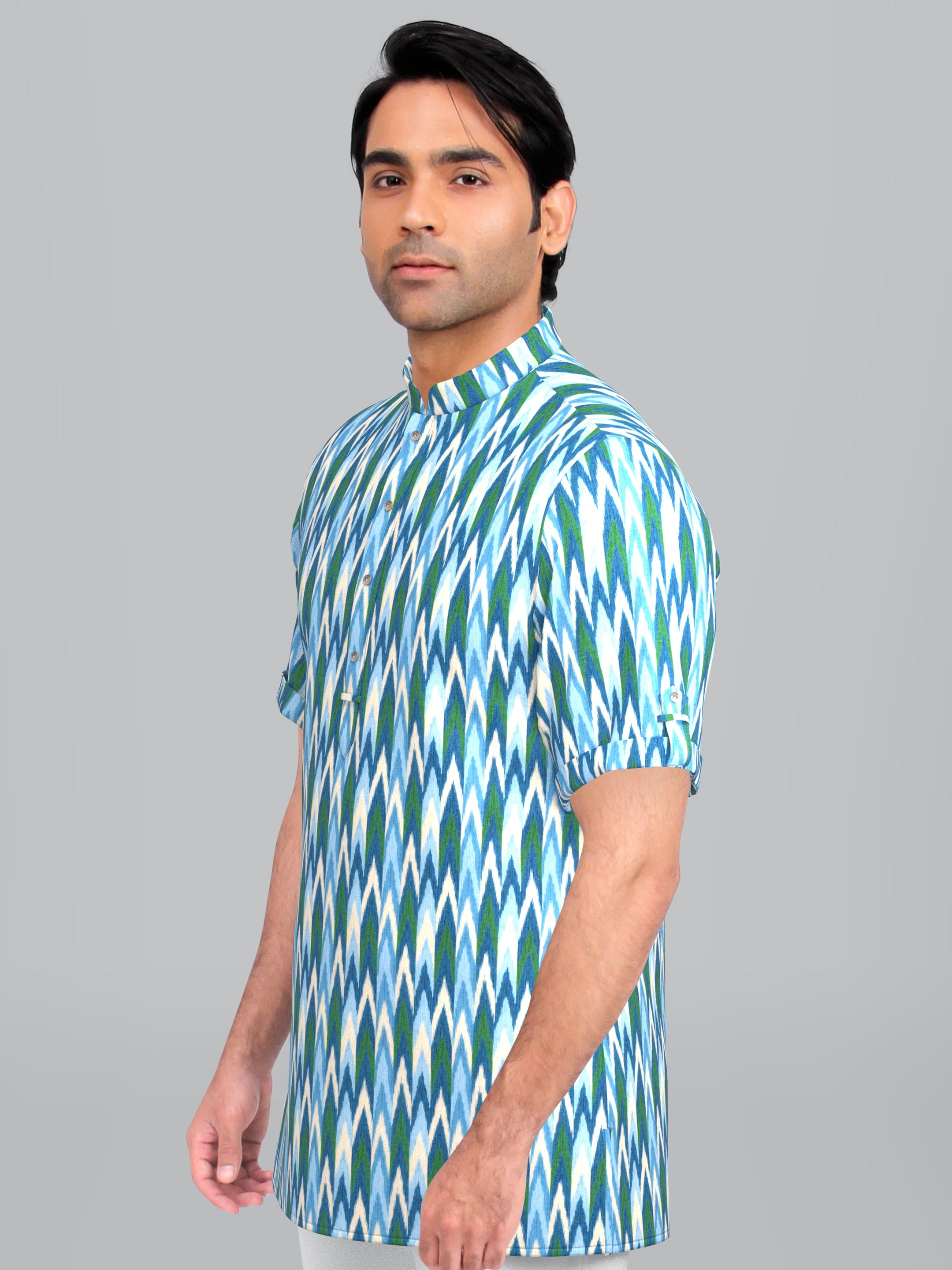 Light blue ikat Short Kurta