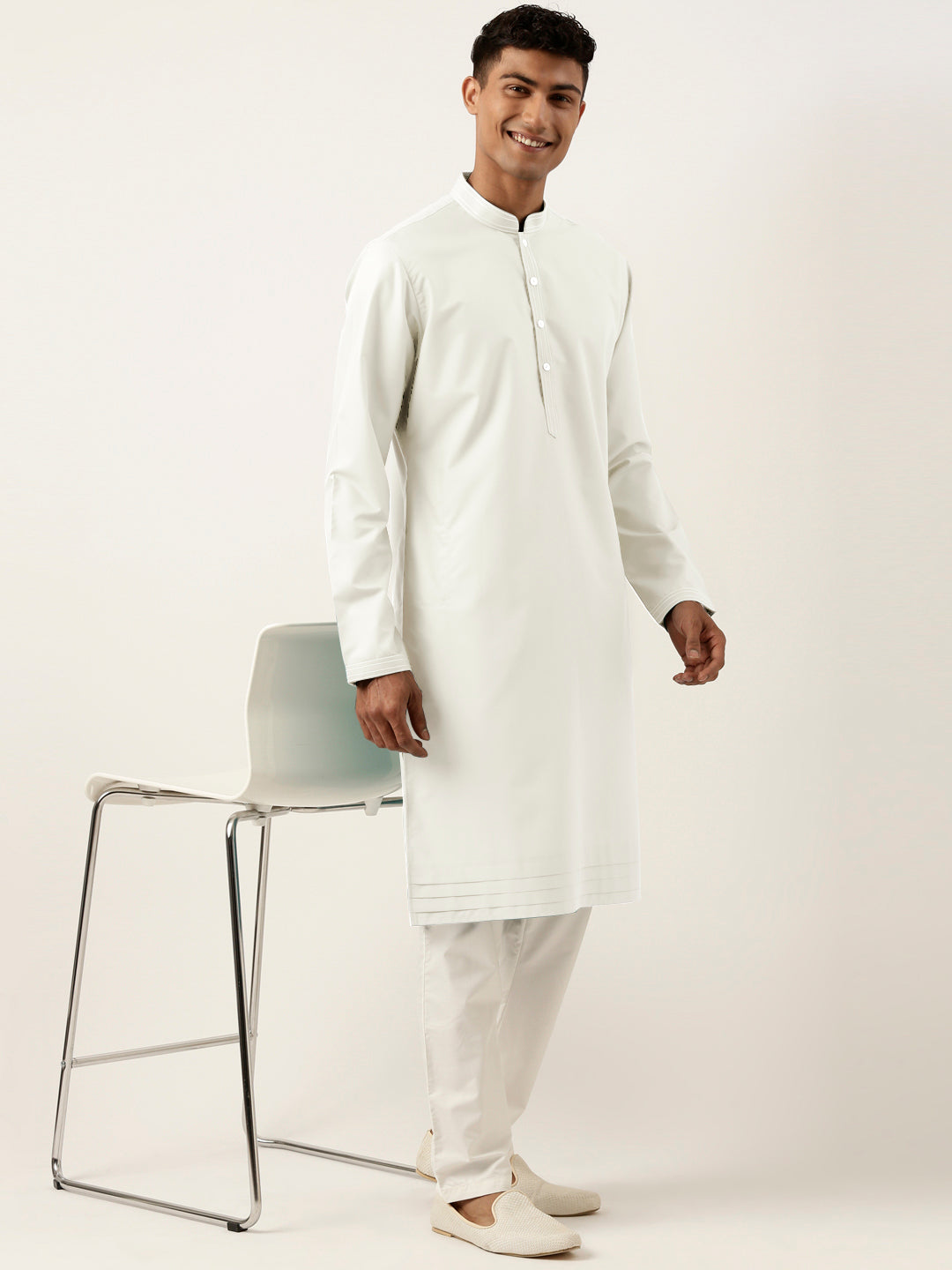 Off White Cotton Kurta Set