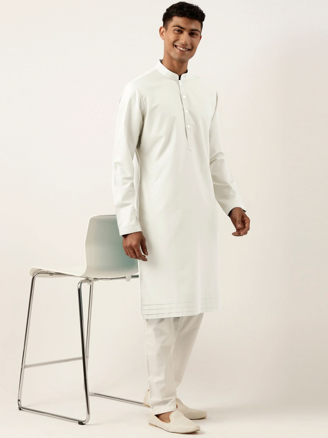 Off White Cotton Kurta Set