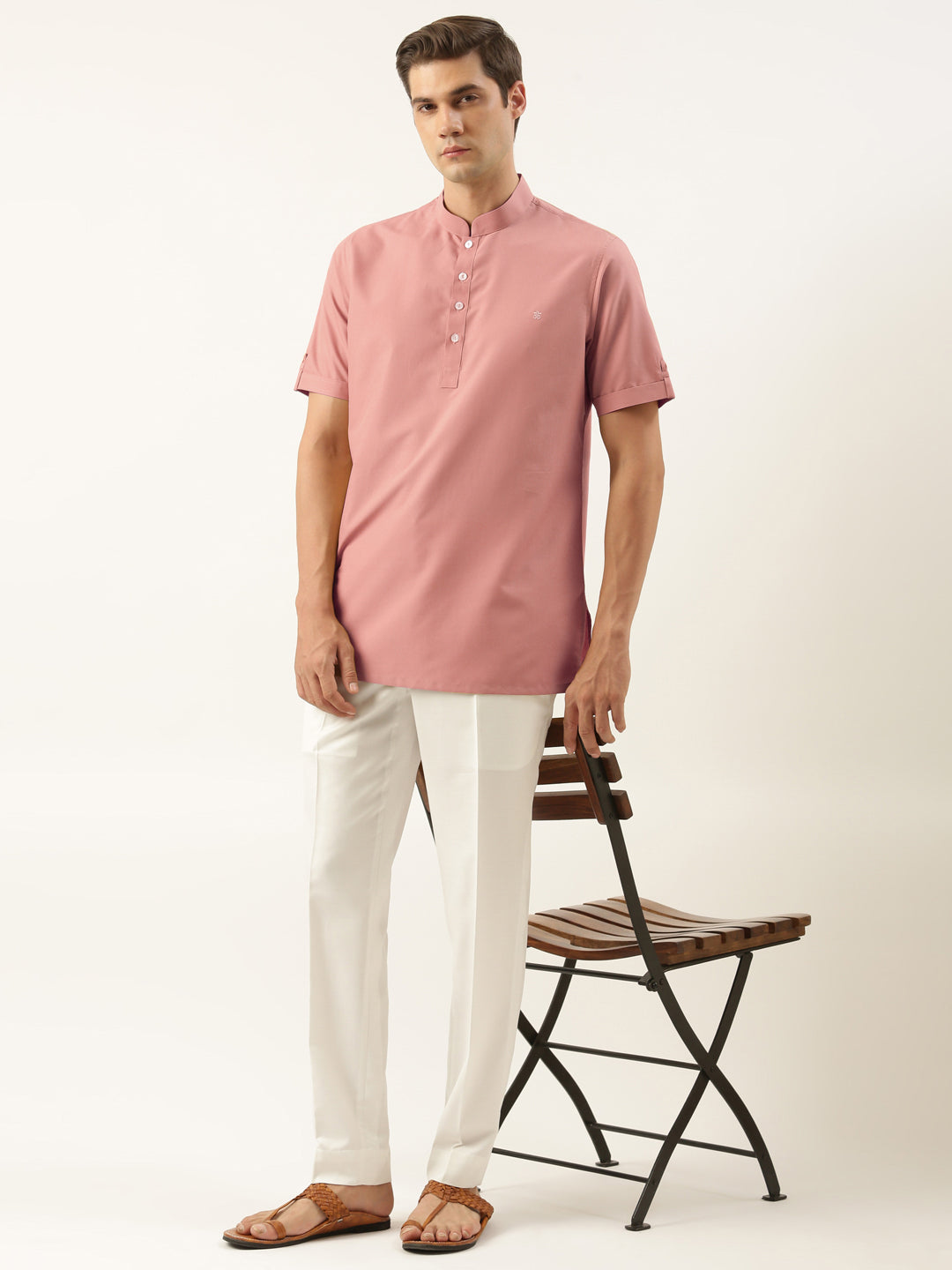 Dark Pink Cotton Short Kurta Set