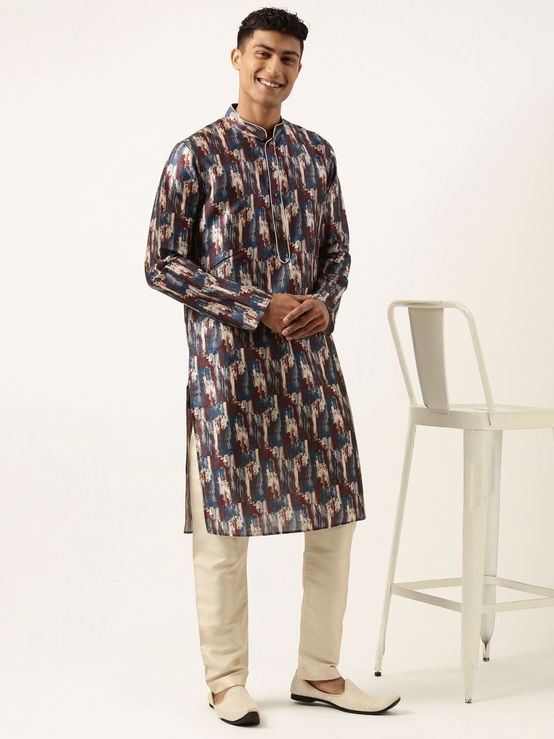 Blue Indigo abstract dabu print Kurta