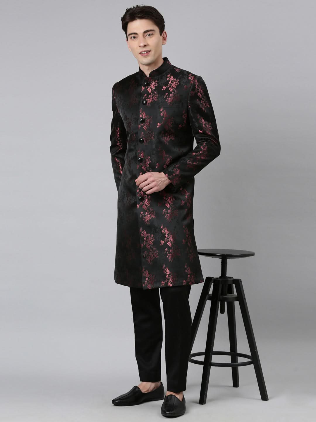 Black Wine Jacquard Indo Set