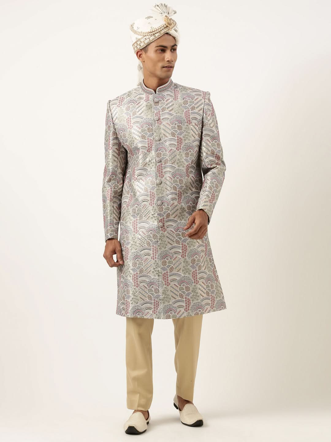 Grey Embroidered Indowestern