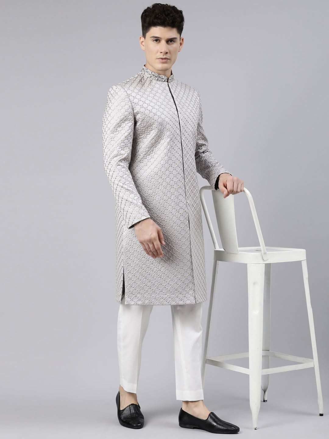 Silky Silver Classic Indo Western