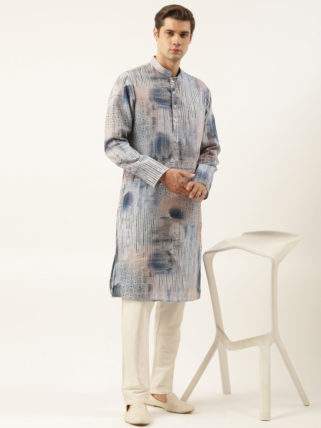 Blue Printed Kurta Set