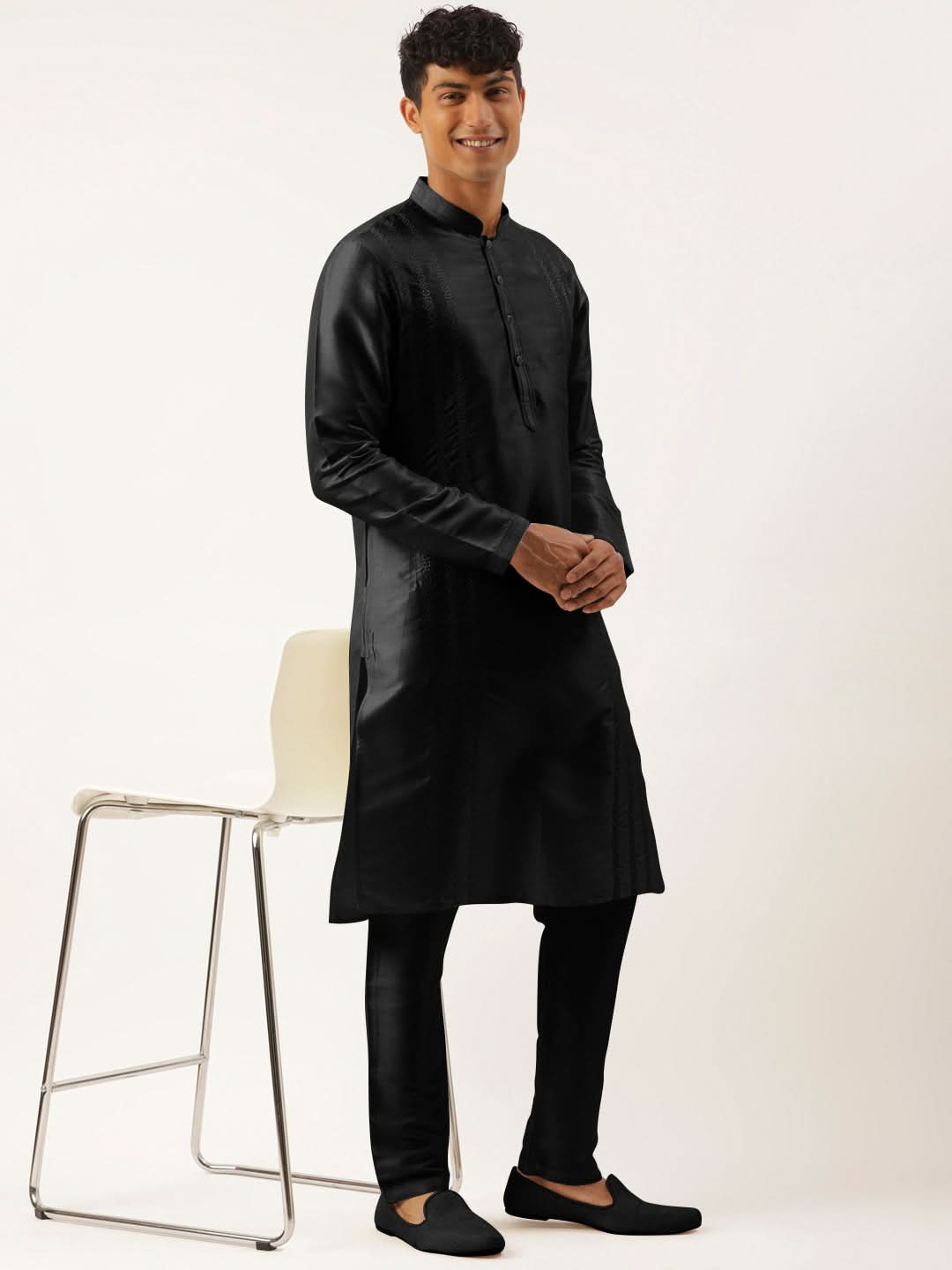 Black Embroidered Kurta Set