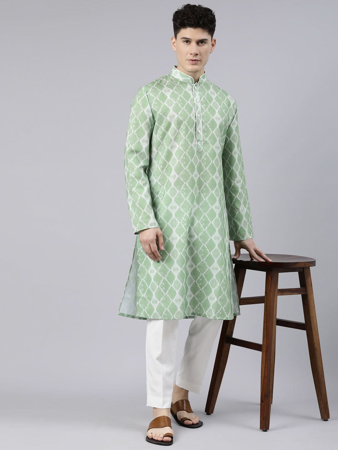 Light Green Tie Dye Kurta Set