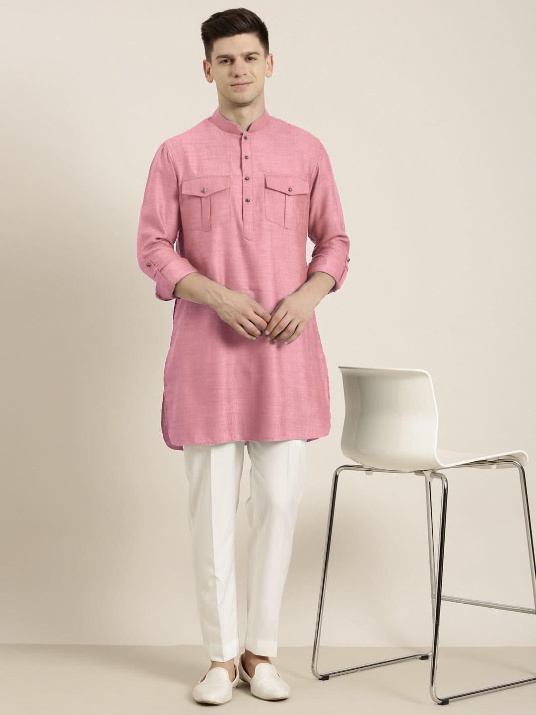 Old Rose cotton Short Pathani