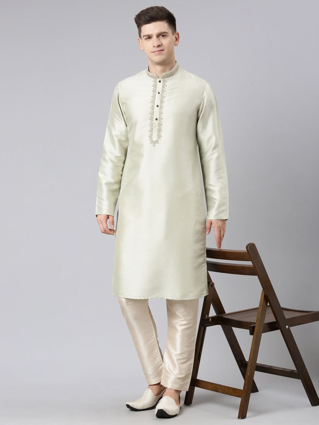 Sage Green Embroidered Kurta Set