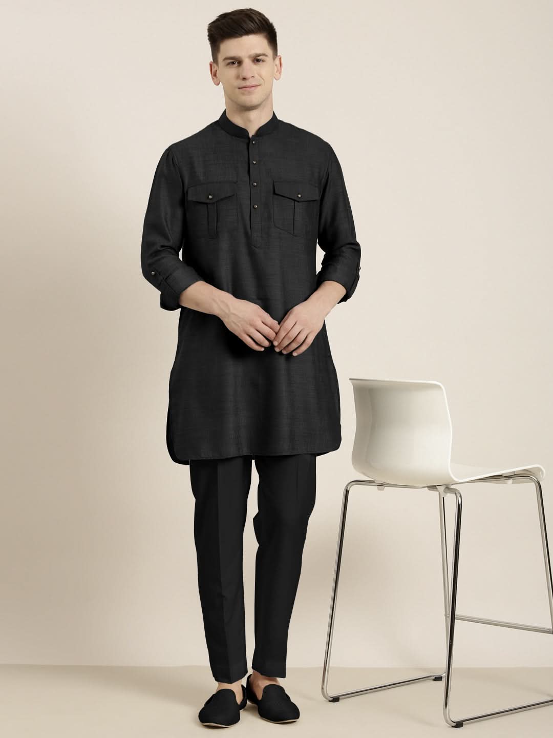Black Cotton Short Pathani