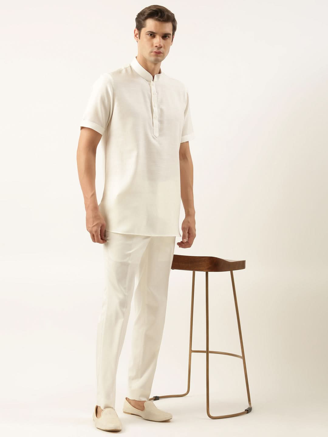 White Cotton Short Kurta