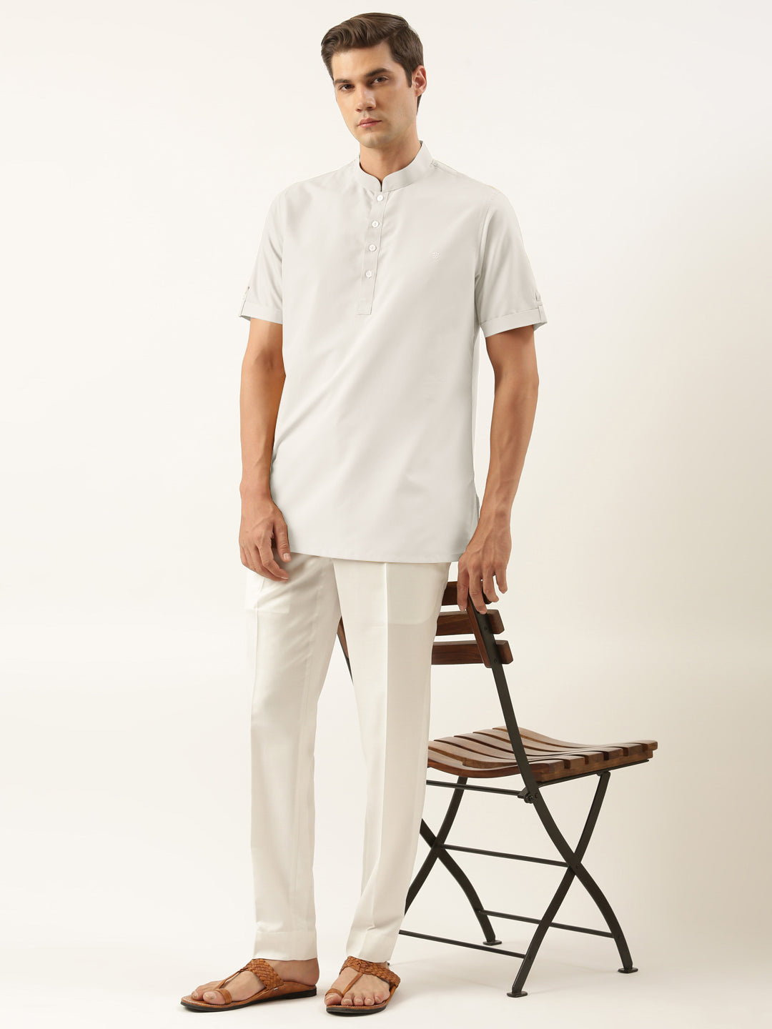 Off White Cotton Short Kurta Set