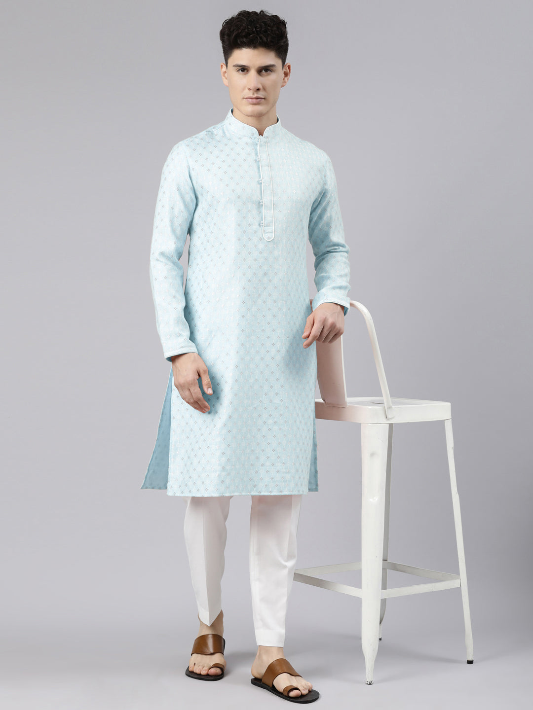 Sky Blue Chanderi Kurta Set