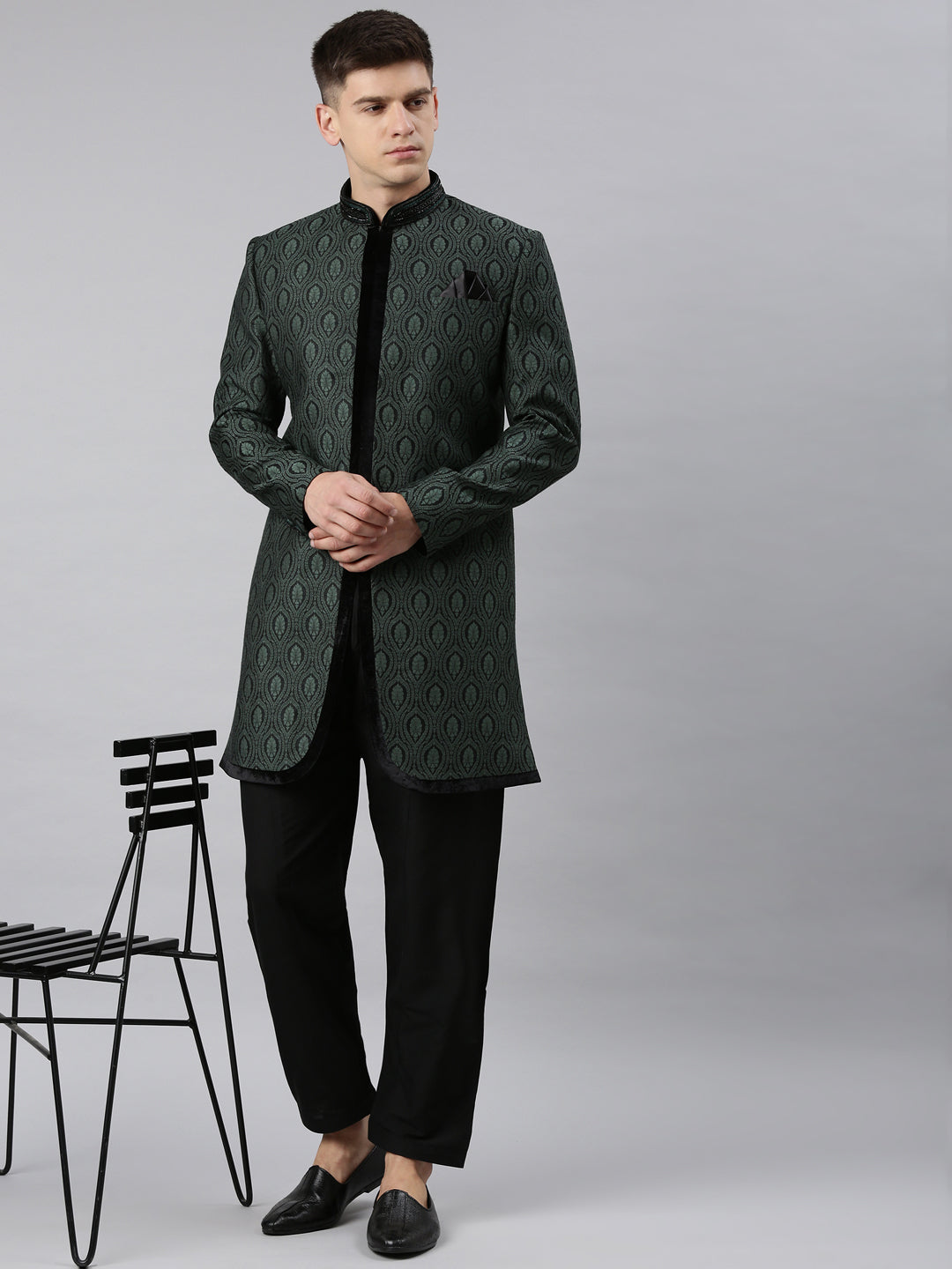 Green Black Indowestern With Salwar