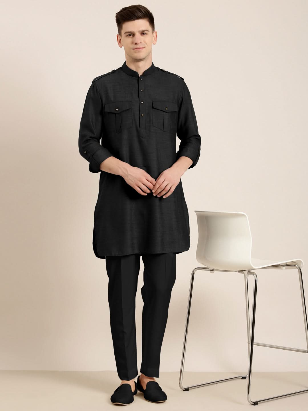 Black cotton Short Pathani
