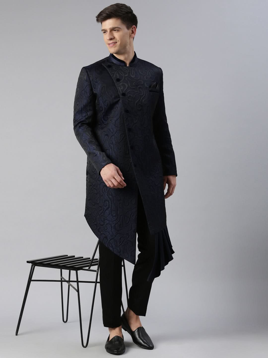 Blue Black Jacquard Indo Set