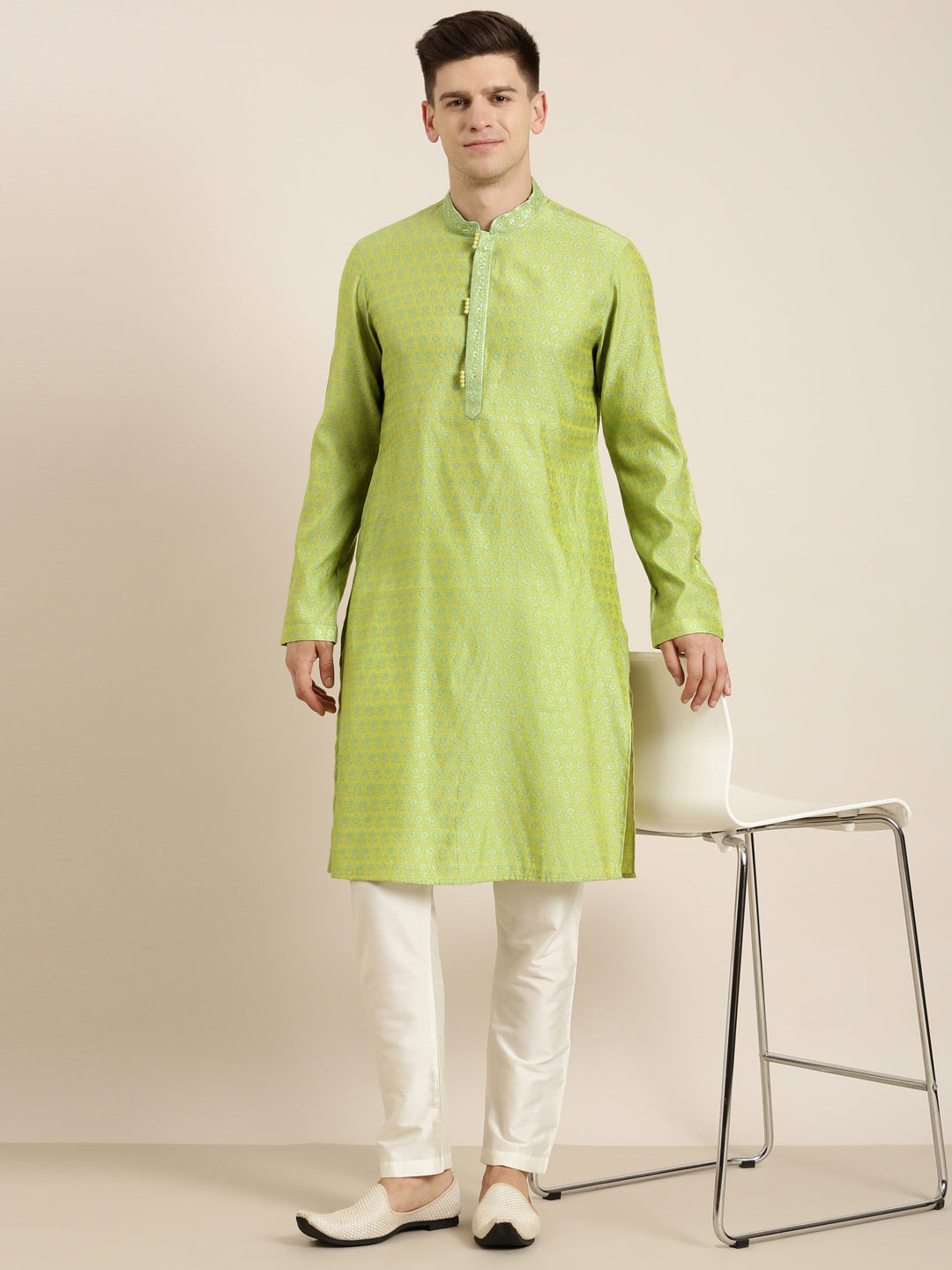 Jade Green Banarasi Jacquard Kurta Set