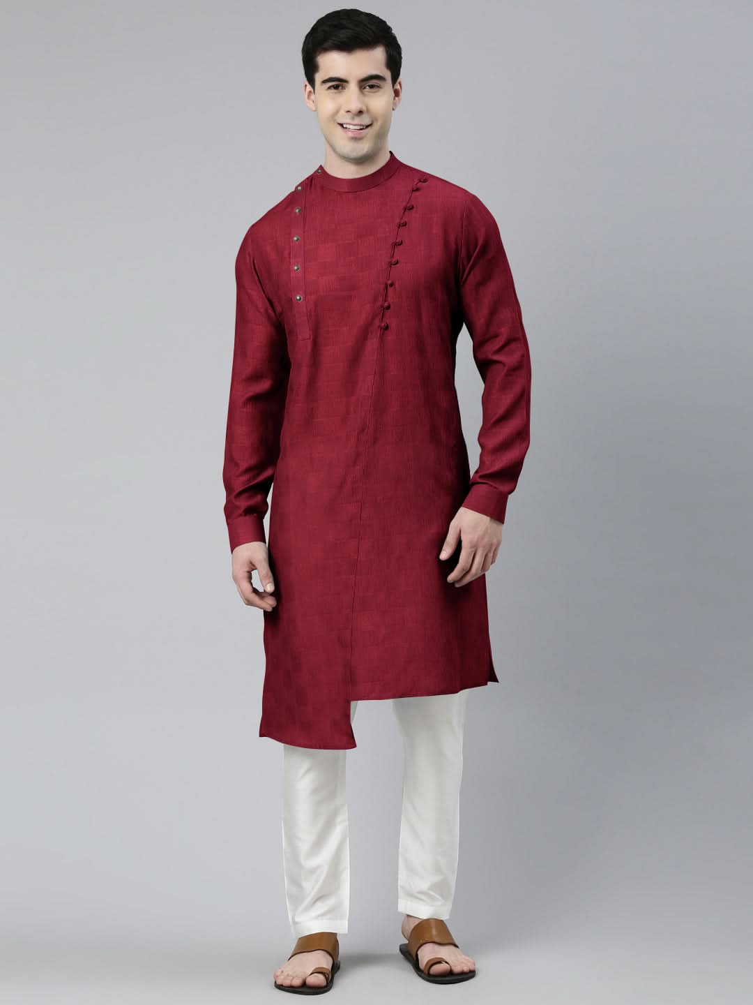 Maroon Asymmetrical Kurta Set