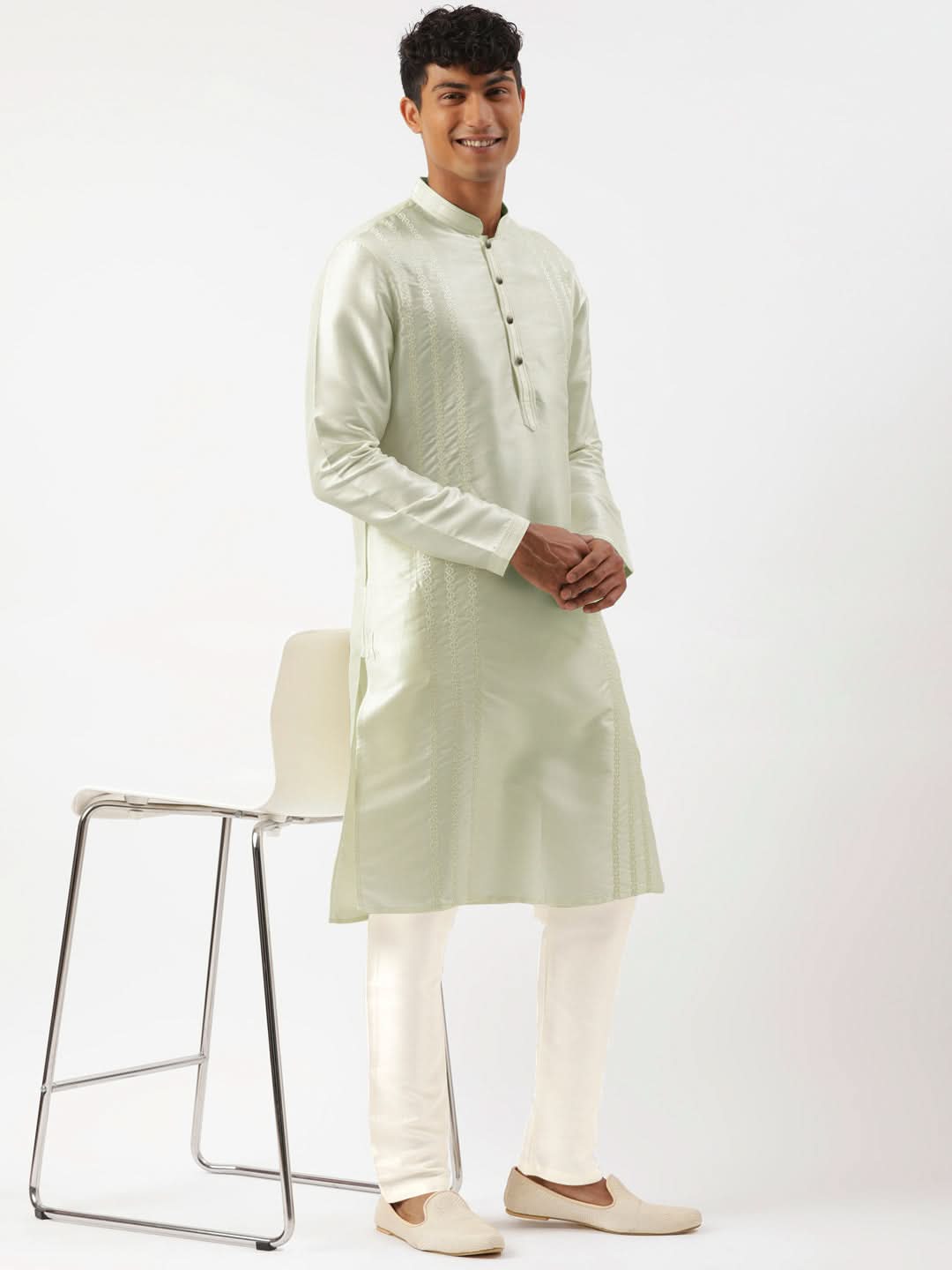 Light Green Embroidered Kurta Set