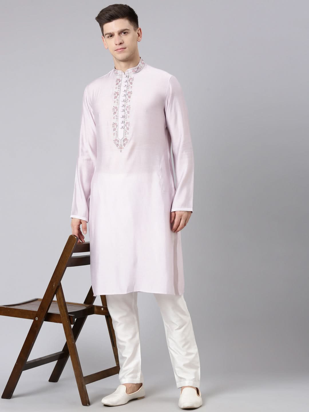 Lavender Embroidered Kurta Set