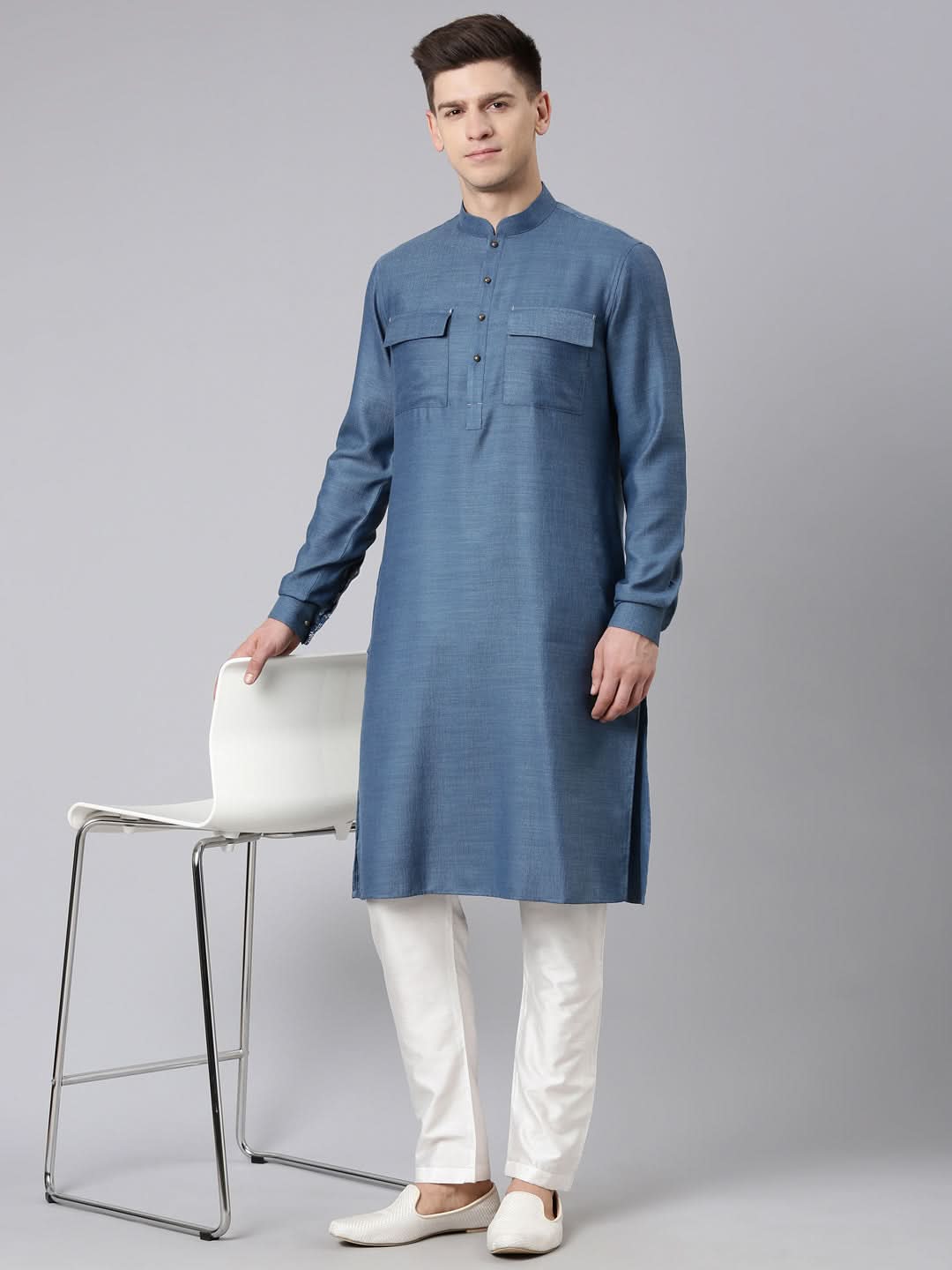 Denim Blue Pathani Kurta Set