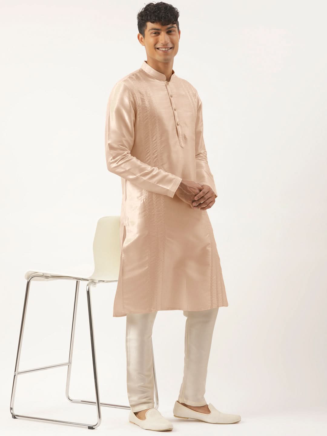 Light Pink Embroidered Kurta Set