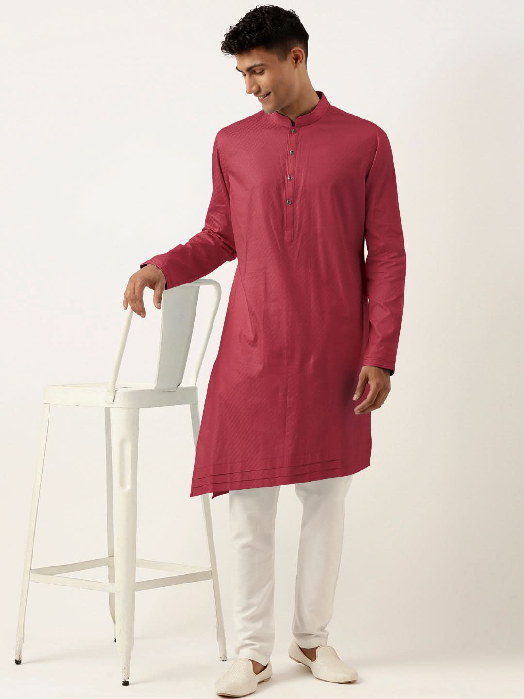 Scarlet Red Asymmetrical Cotton Kurta Set