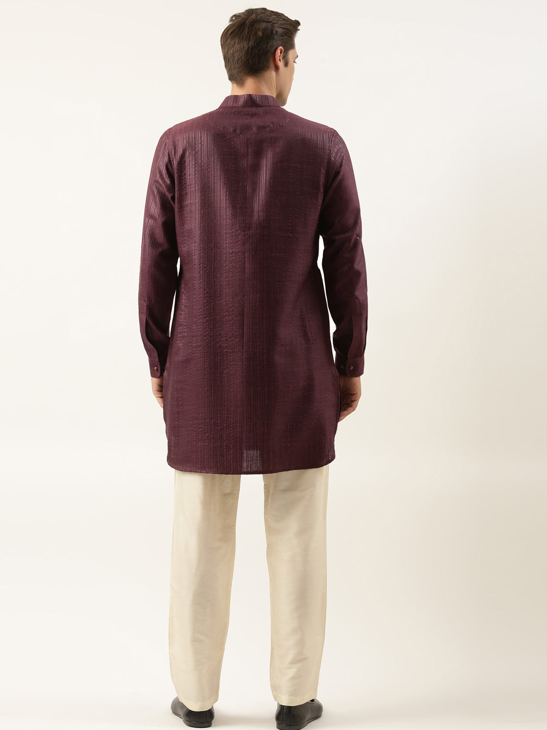 Wine Striped Short Kurta