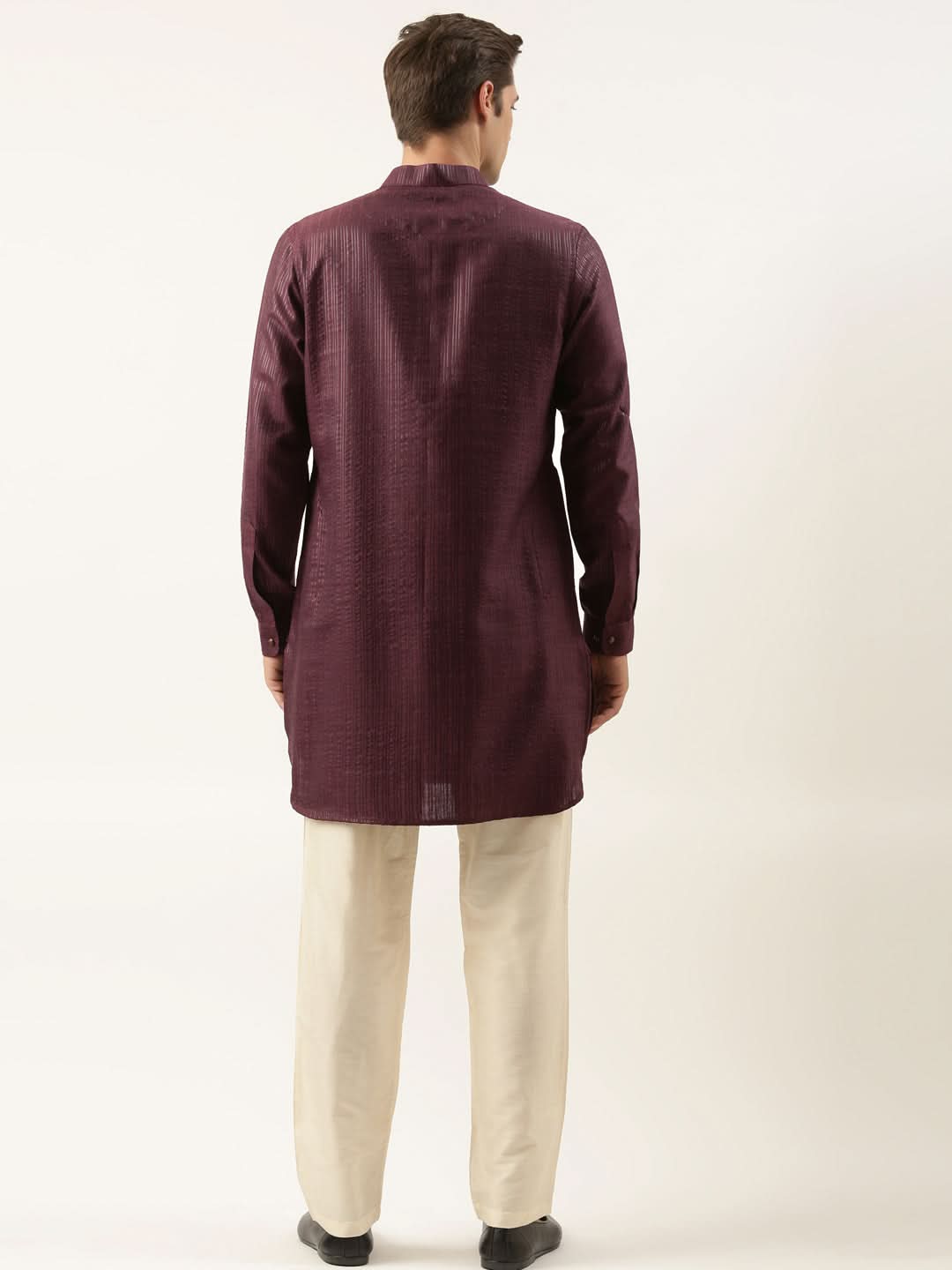 Wine Striped Short Kurta