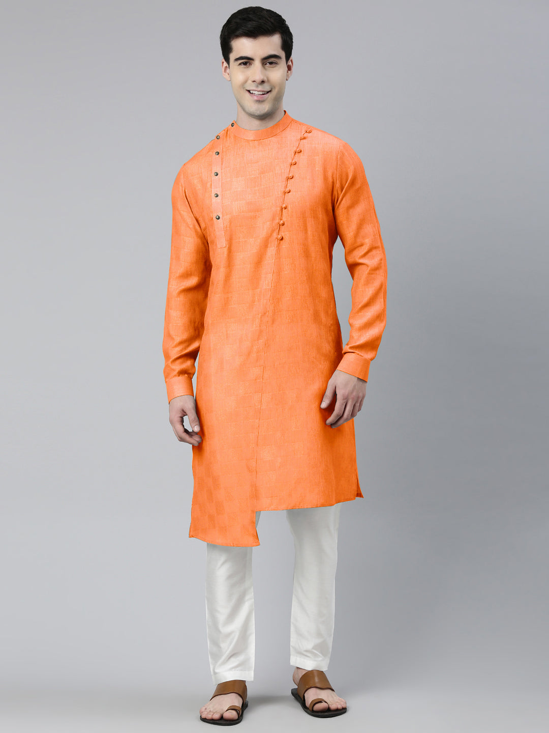 Orange Asymmetrical Kurta Set