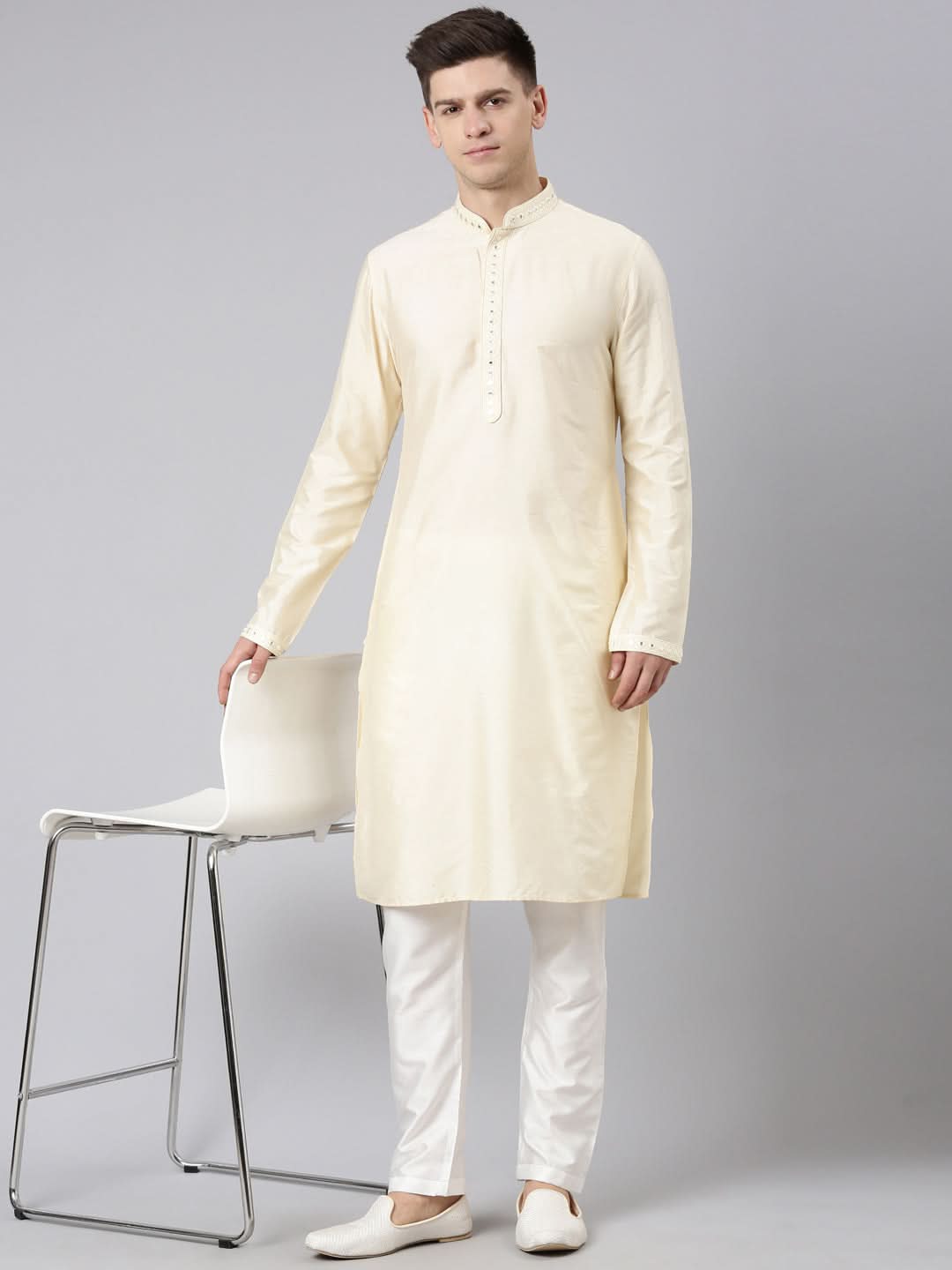 Beige Embroidery Kurta Set