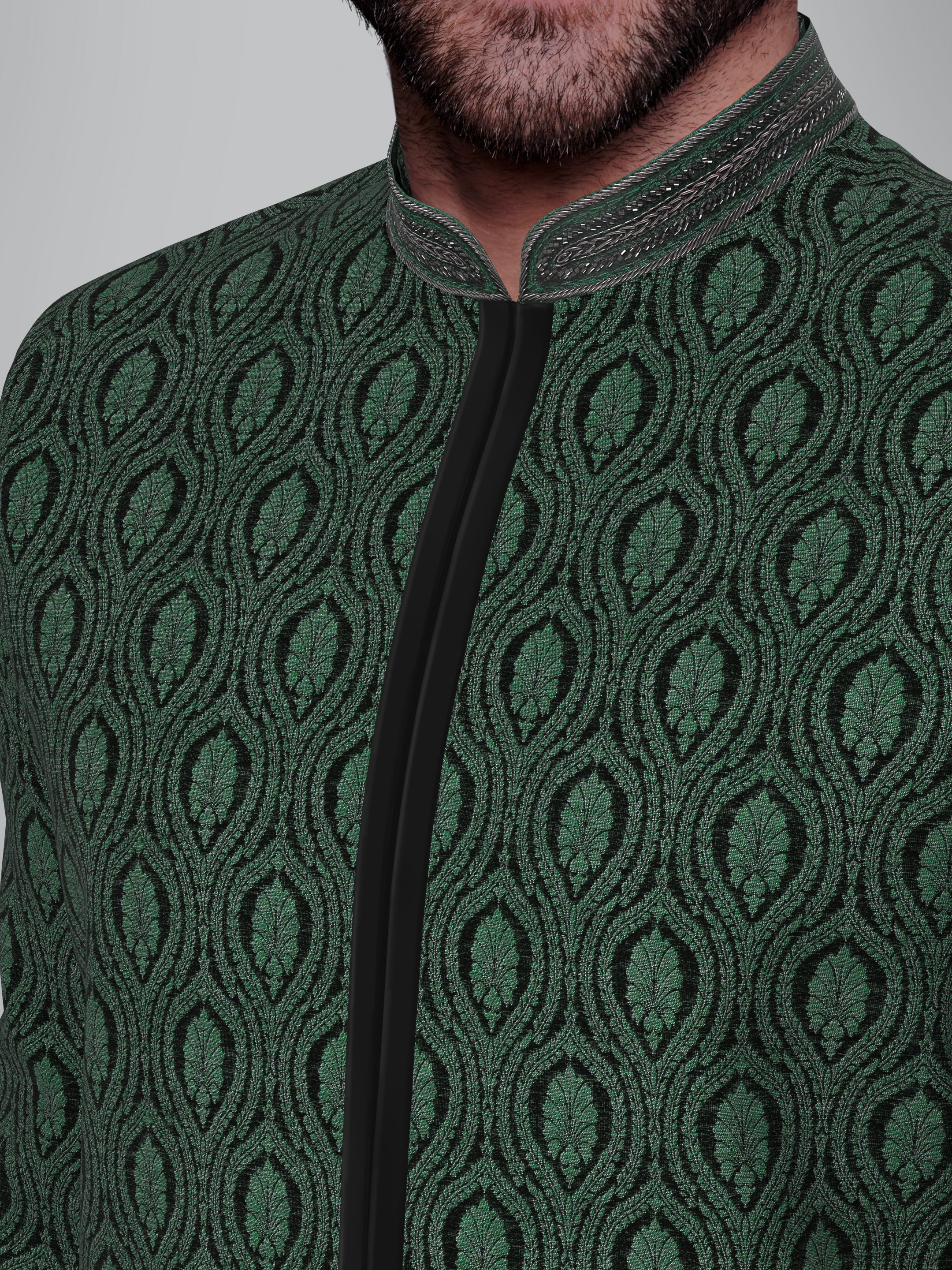 Green Black Indowestern With Salwar