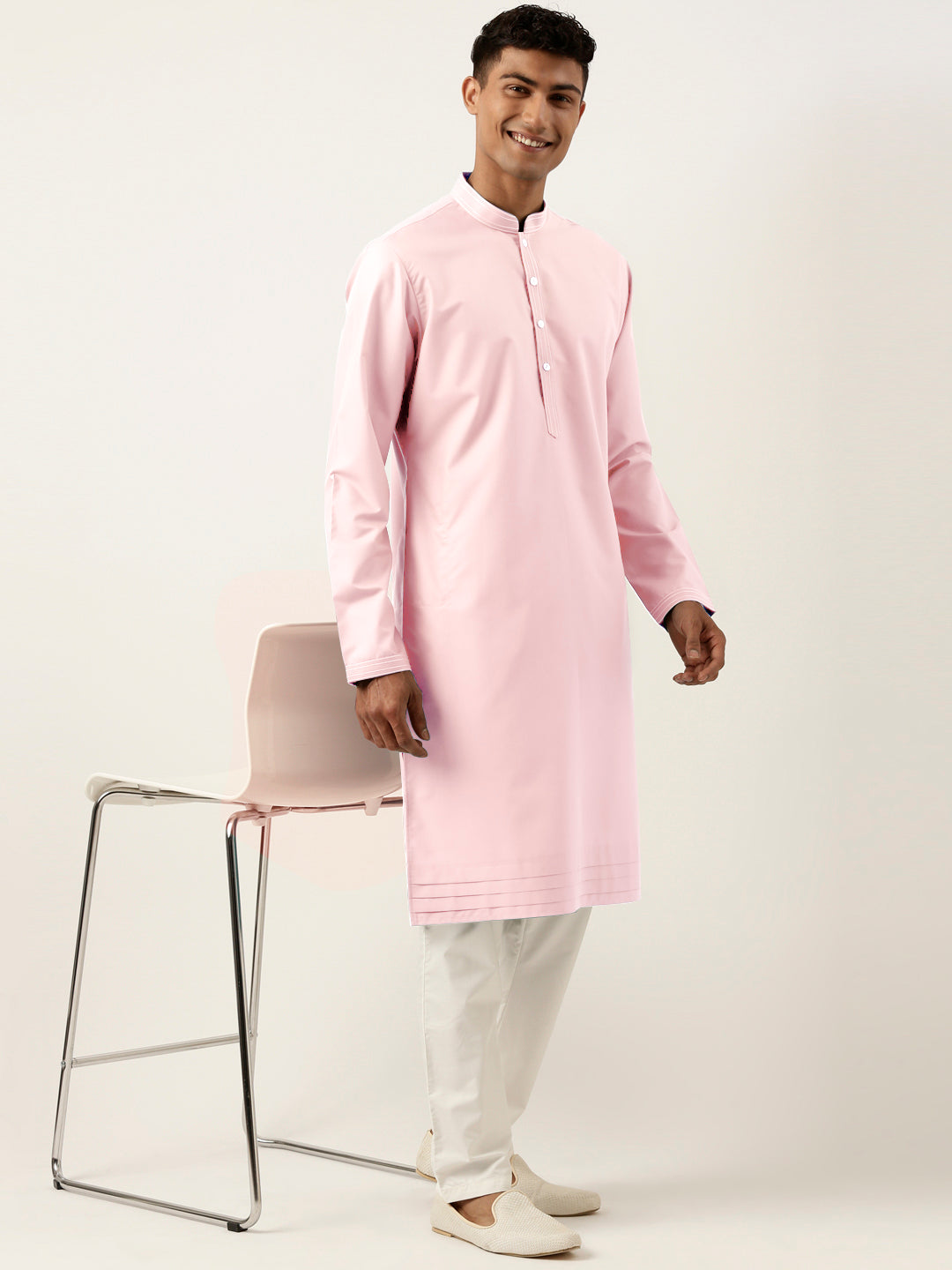 Light Pink Cotton Kurta Set