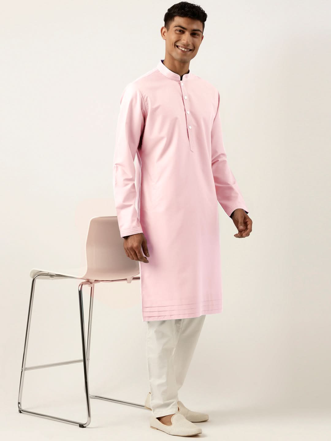 Light Pink Cotton Kurta Set