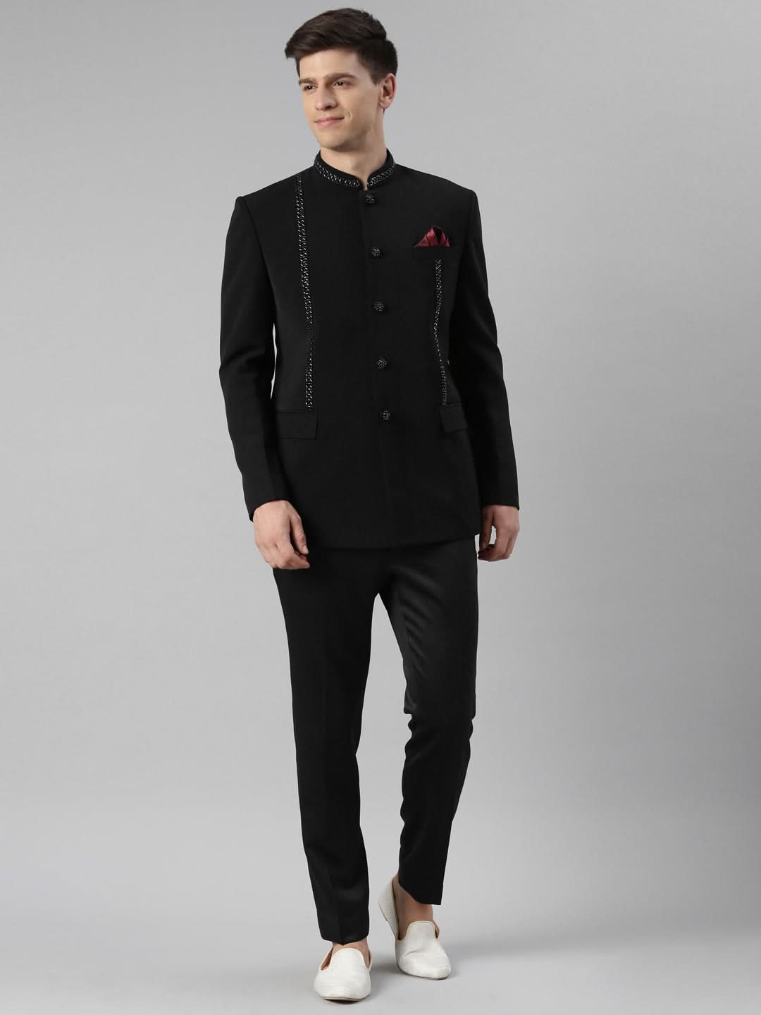 Black Embroidery Bandhgala