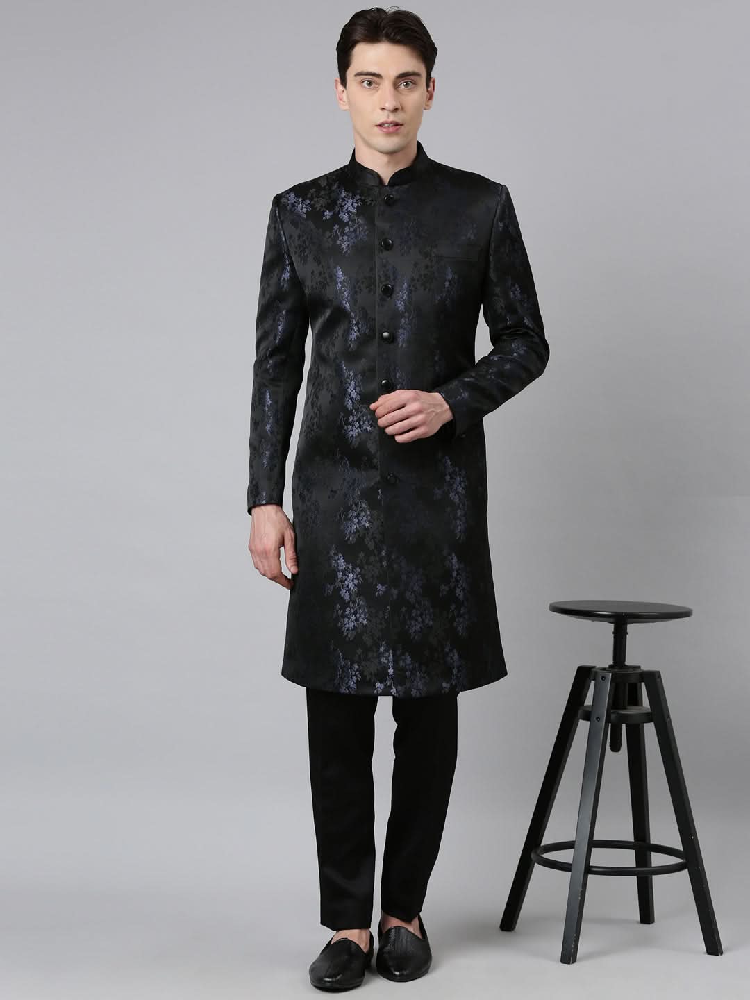 Blue Black Jacquard Indo Set
