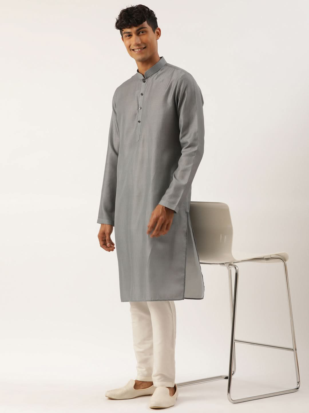 Grey Stitchline Kurta Set