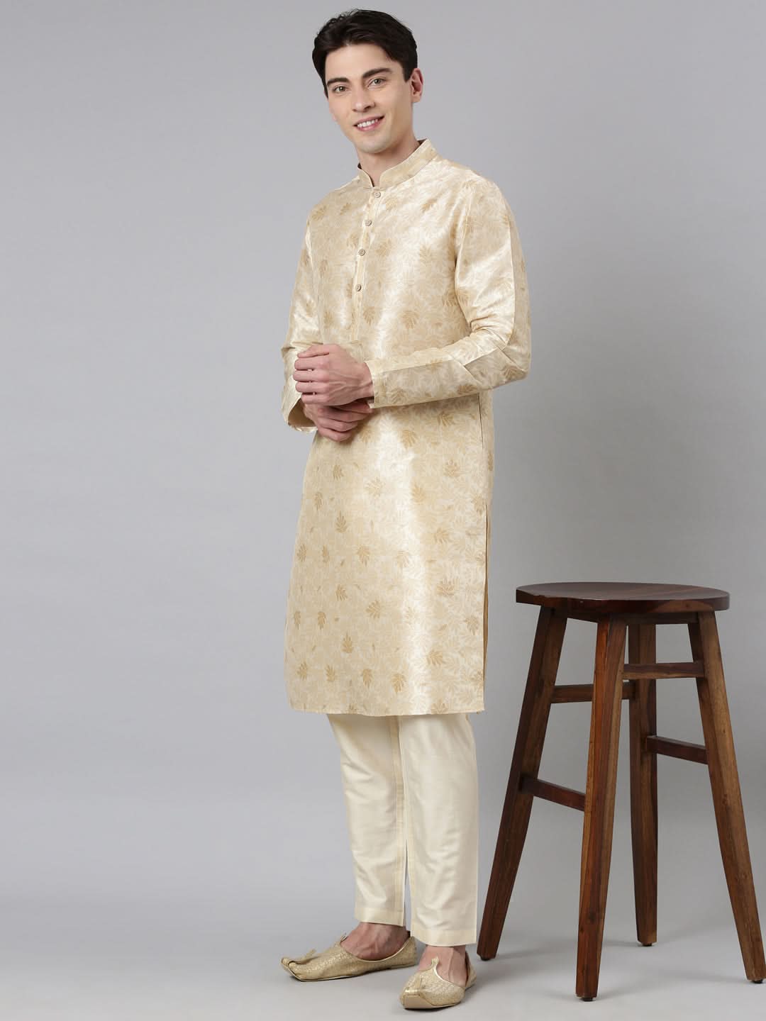 Beige Printed Kurta Set