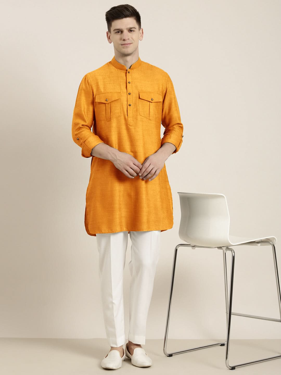 Mustard cotton Short Pathani