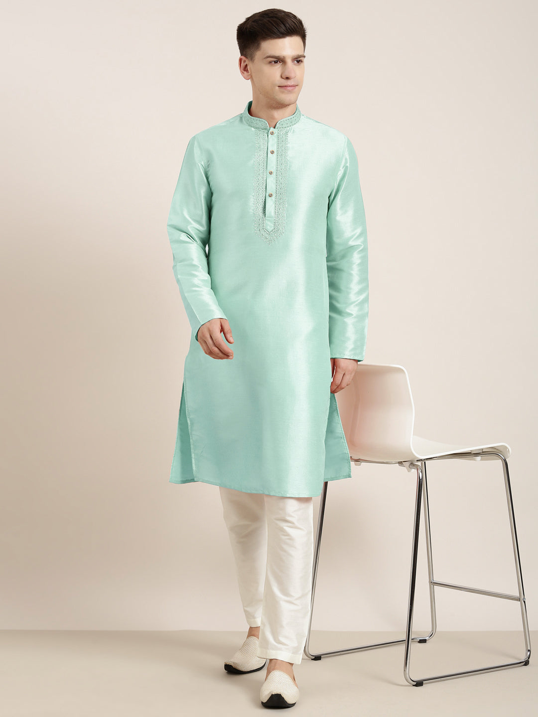 Sky blue Embroidered Kurta Set