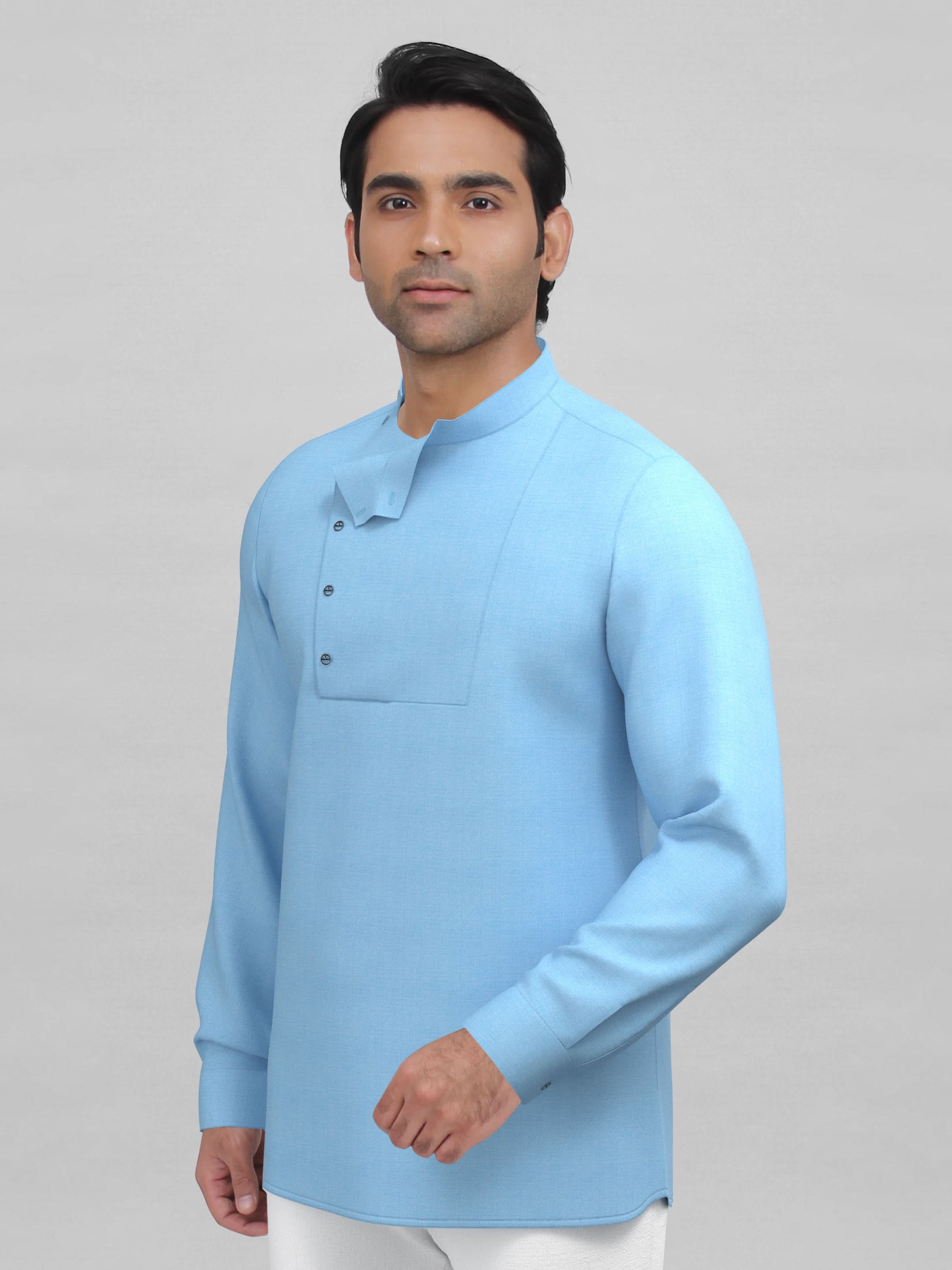 Light Blue Side open short kurta