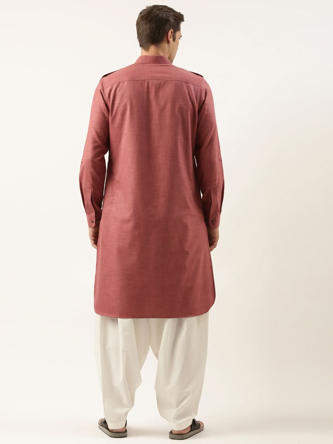 Burgundy Pure cotton Pathani with Salwar