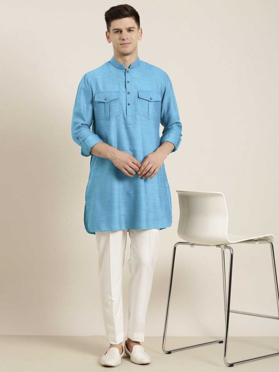 Blue Light cotton Short Pathani