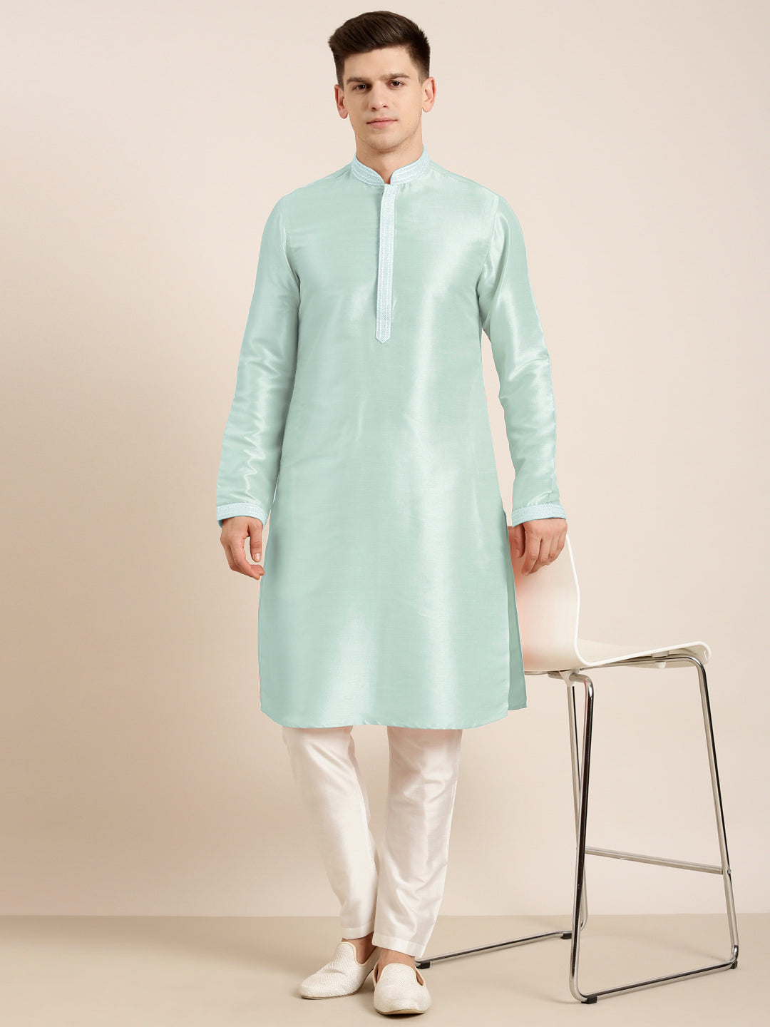 Sky Blue Embroidered Kurta Set