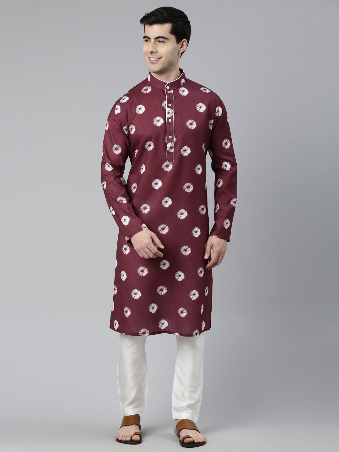 Maroon Bandhani Kurta Set