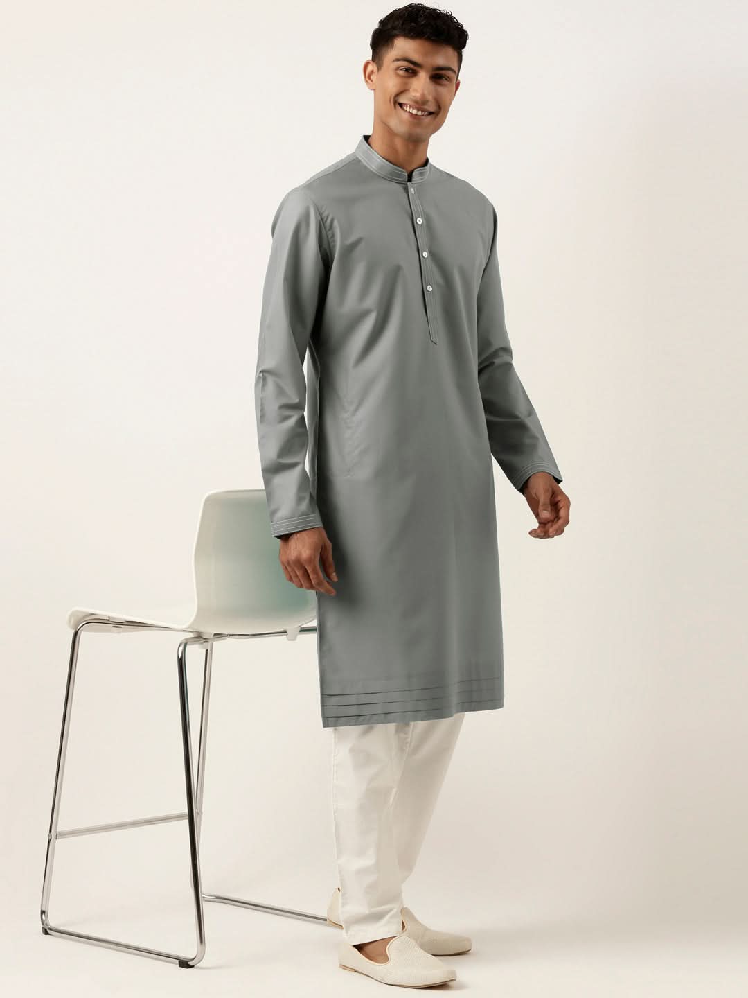 Grey Cotton Kurta Set